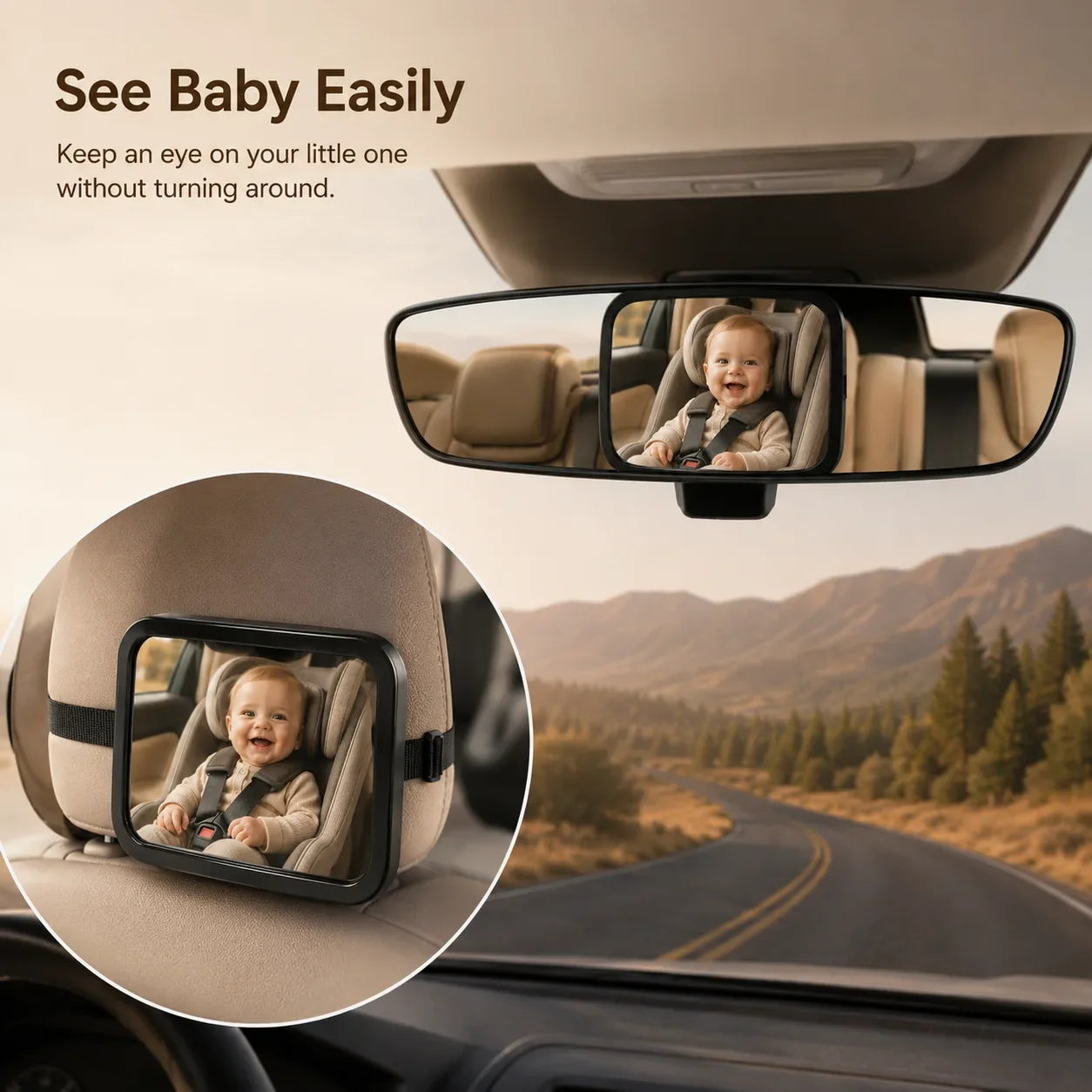 XL Baby Car Mirror for Rear Facing