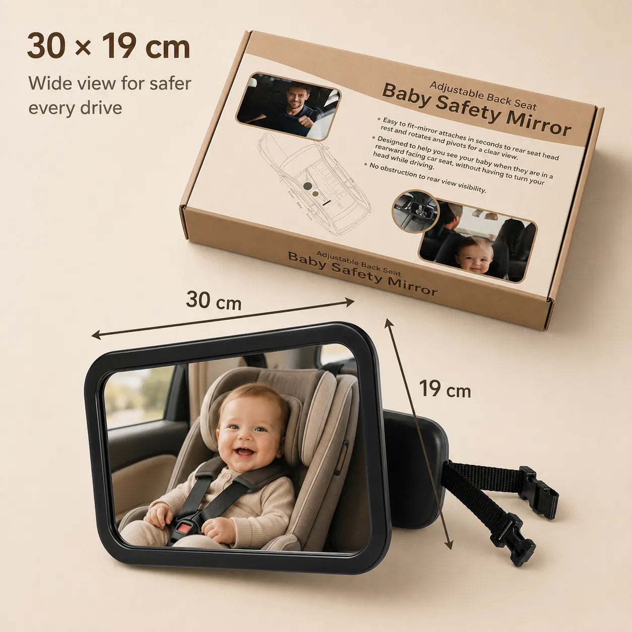 XL Baby Car Mirror for Rear Facing