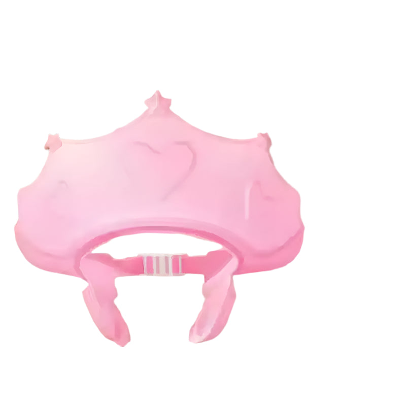 Yellow crown-shaped baby shampoo hat for tear-free hair washing