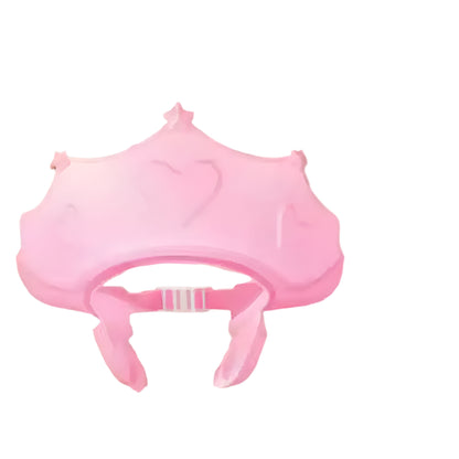 Yellow crown-shaped baby shampoo hat for tear-free hair washing