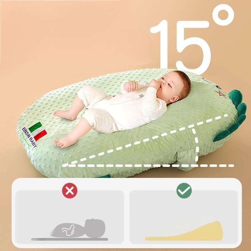 Anti reflux baby lounger 15 degree incline and warming therapy diagram