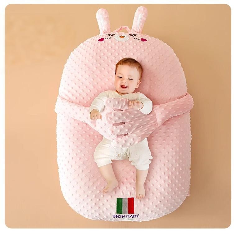Anti reflux baby lounger Bunny Pink style with soft 3D minky fabric
