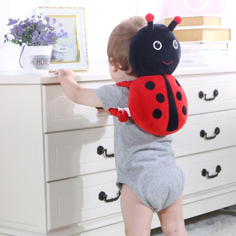 baby head protection pillow bee design, Infant safety cushion for crawling back view