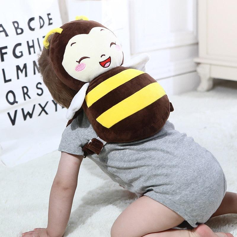 baby head protection pillow bee design, Infant safety cushion for crawling back view