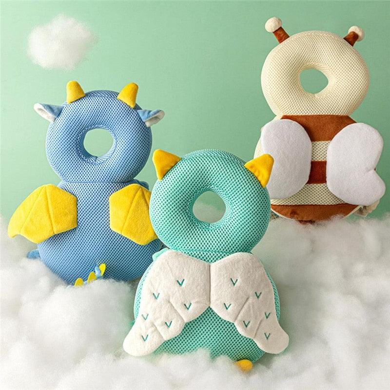 baby head protection pillow bee design, Infant safety cushion for crawling back view