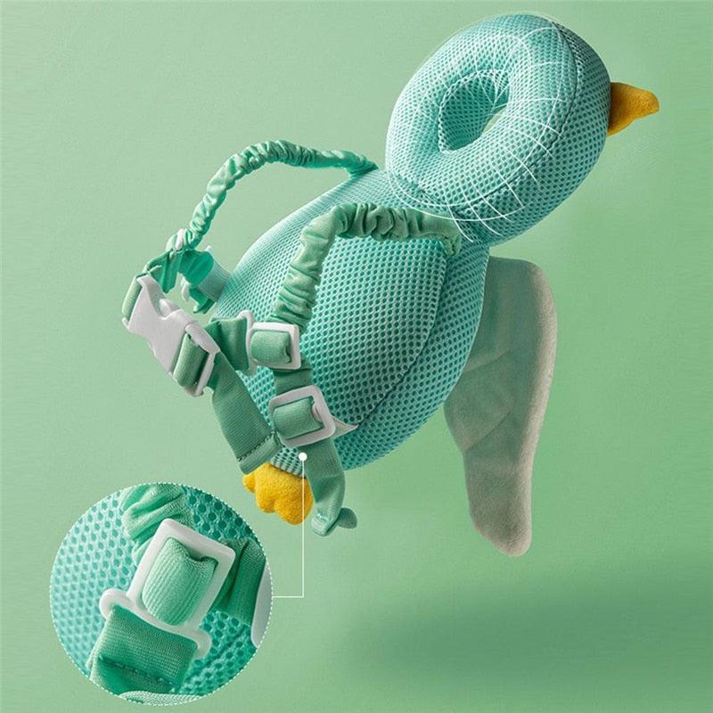 baby head protection pillow bee design, Infant safety cushion for crawling back view