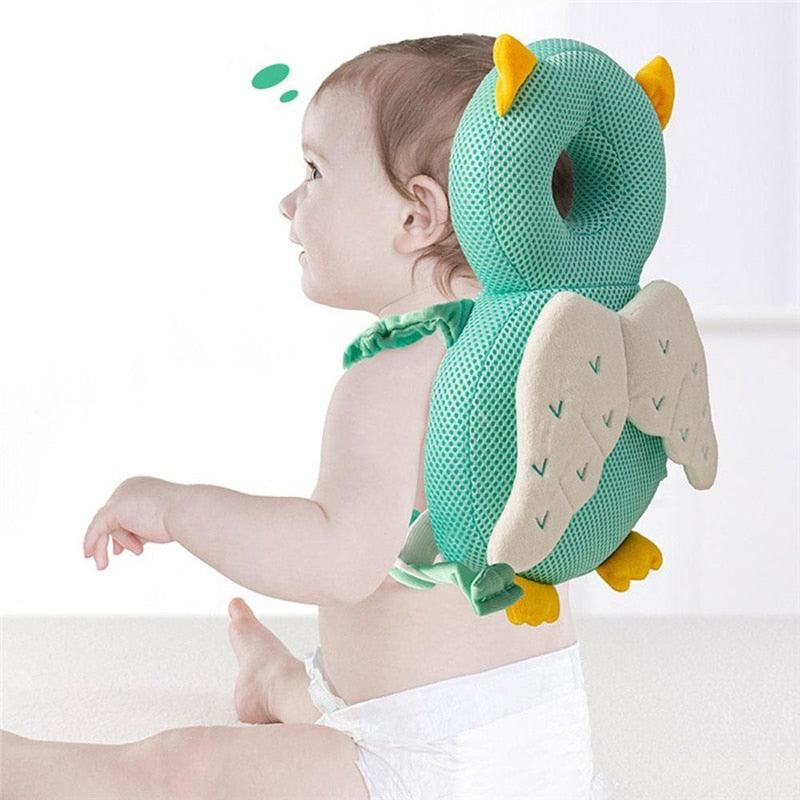 baby head protection pillow bee design, Infant safety cushion for crawling back view