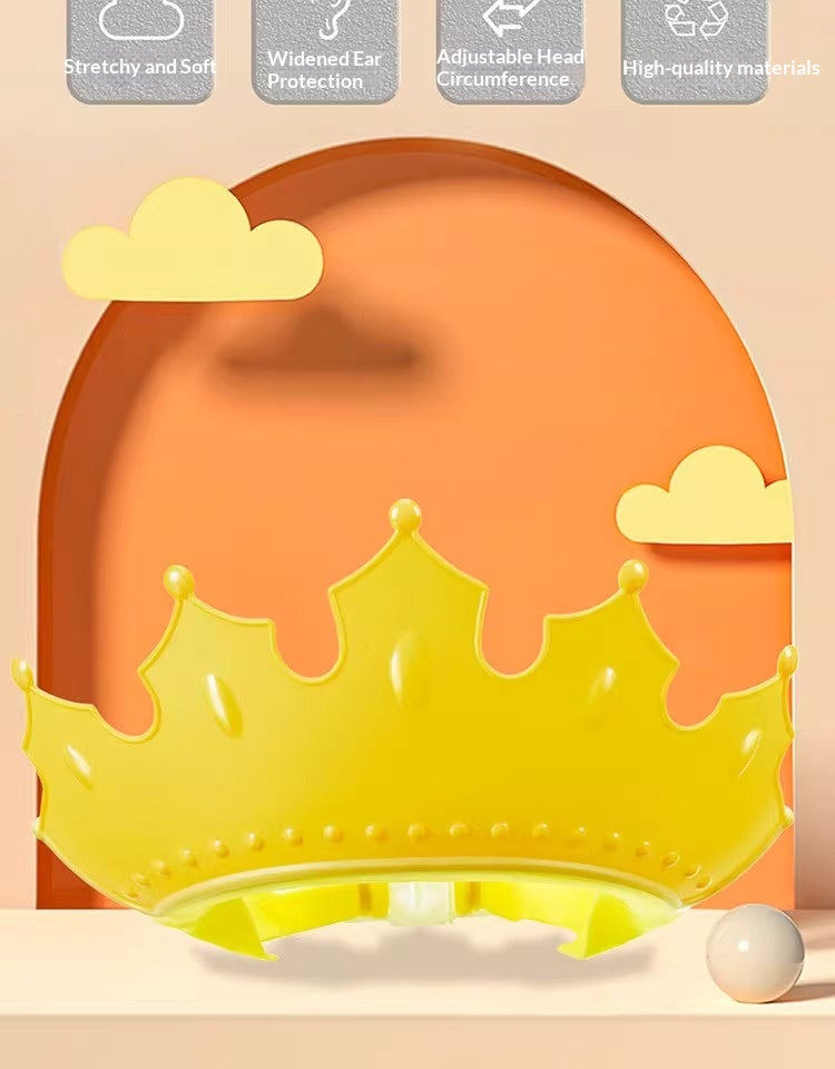 Soft blue and pink silicone shower caps for toddlers showing adjustable fit