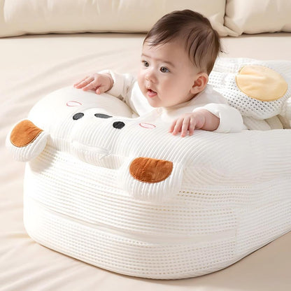 Infant sleeping comfortably in anti reflux baby lounger