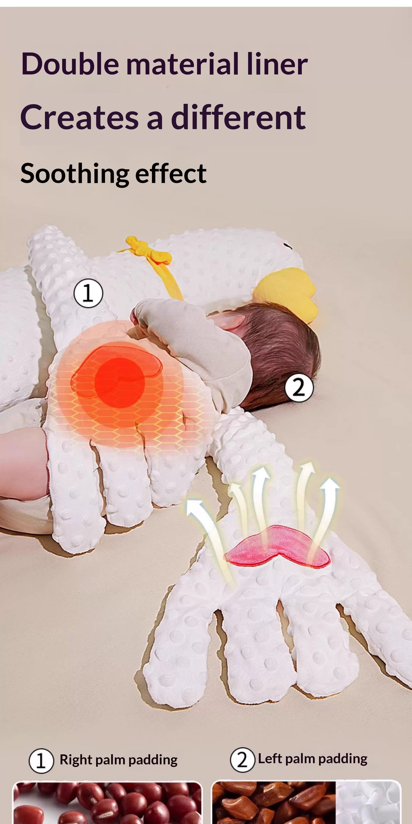 3-in-1 white goose baby soothing pillow for newborn sleep training