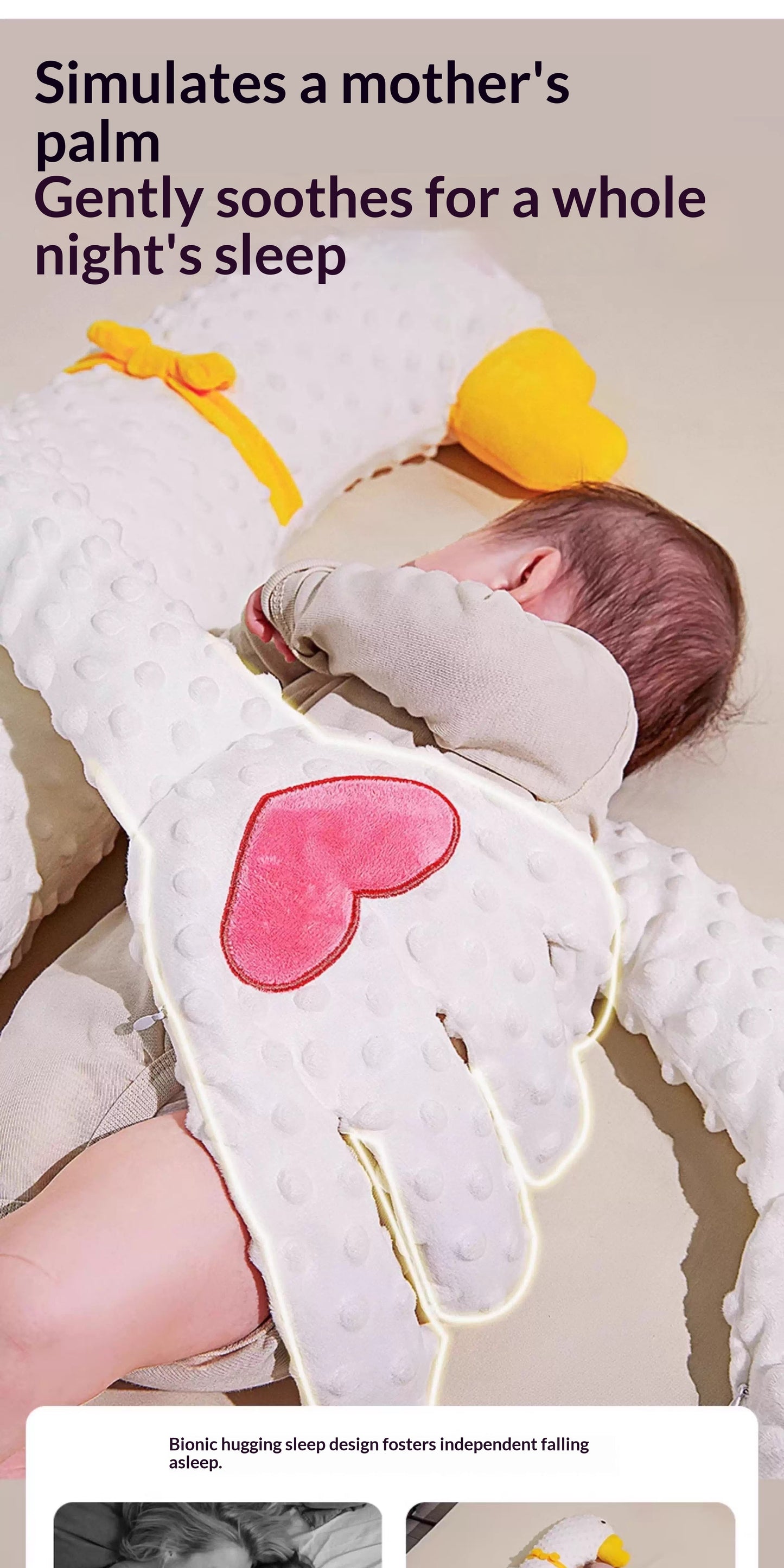 3-in-1 white goose baby soothing pillow for newborn sleep training