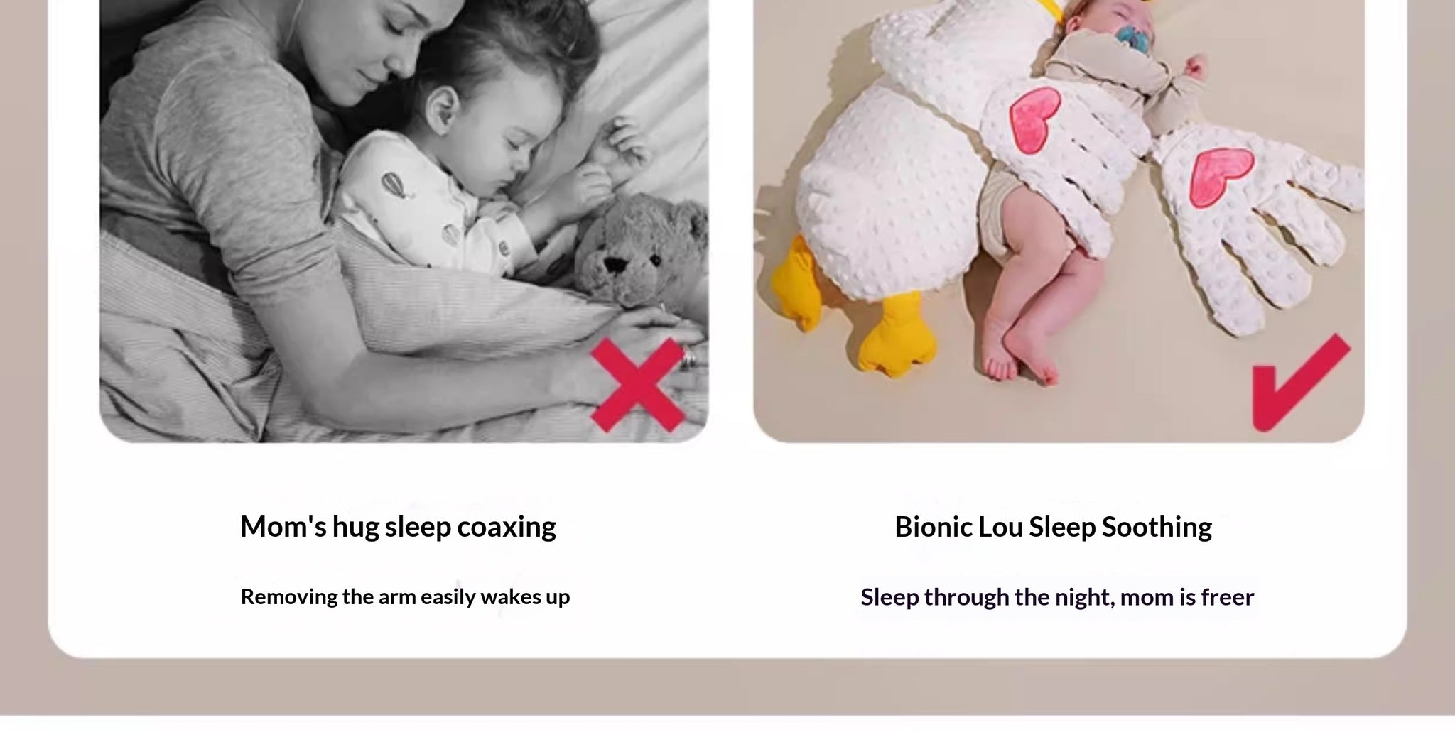 3-in-1 white goose baby soothing pillow for newborn sleep training