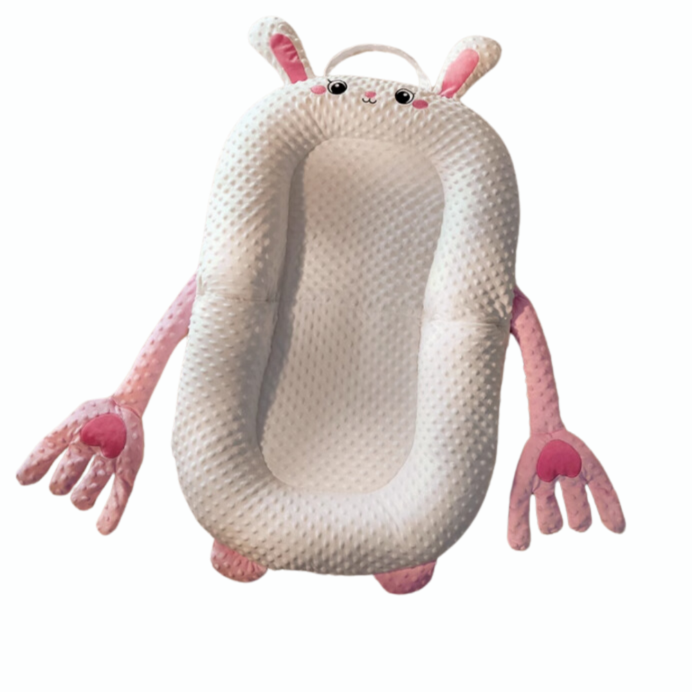 Biomimetic baby cuddle bed pink rabbit style with anti reflux pad