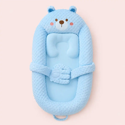 Blue bear 2-in-1 smart patting baby lounger with contoured support mattresshands