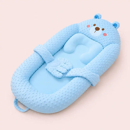 Blue bear 2-in-1 smart patting baby lounger with contoured support mattresshands