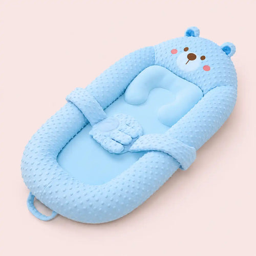 Blue bear 2-in-1 smart patting baby lounger with contoured support mattresshands