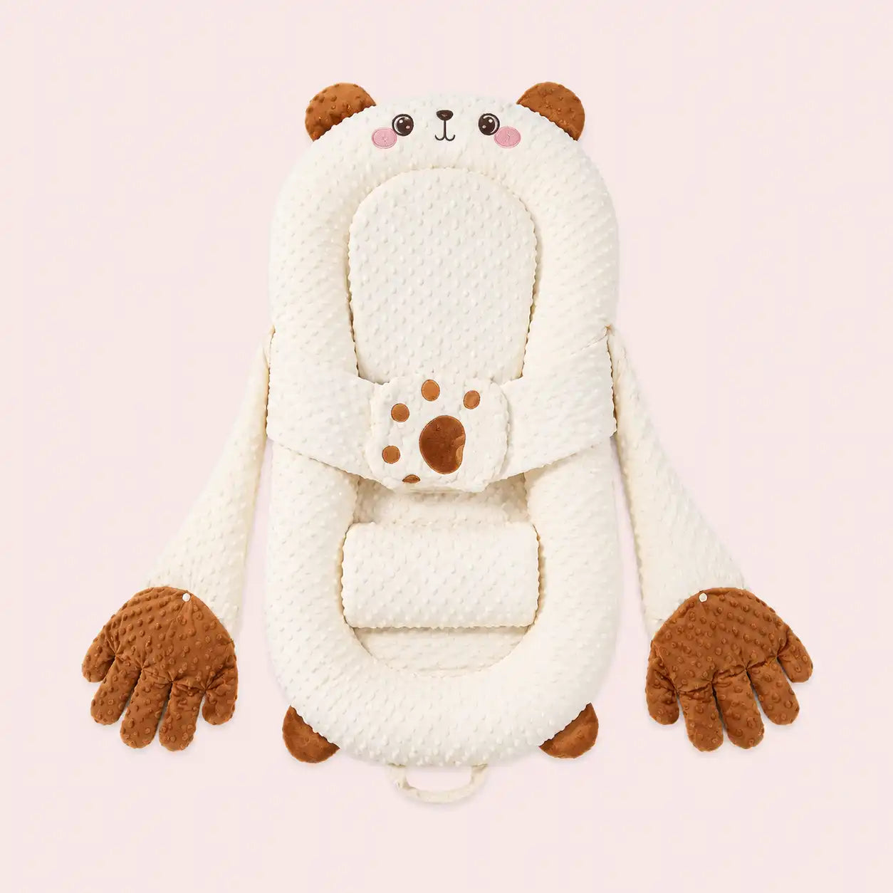 Brown bear smart patting baby lounger with removable plush paws