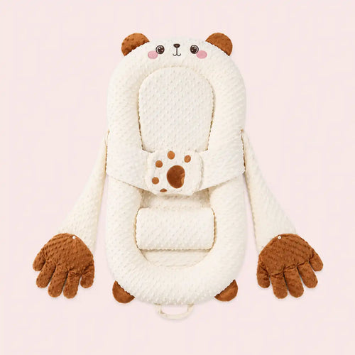 Brown bear smart patting baby lounger with removable plush paws