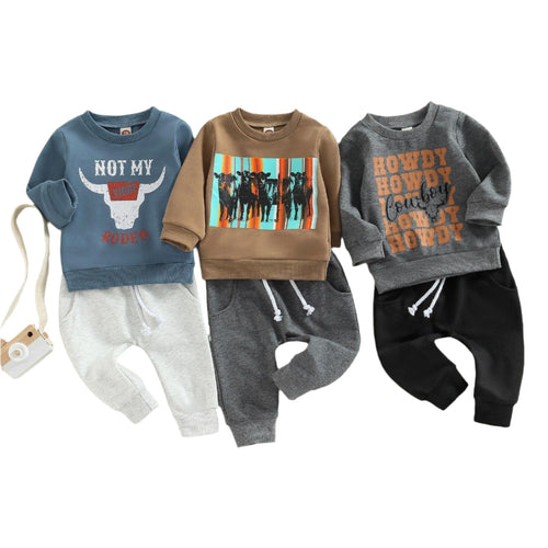 Bull Print Baby Boy Clothes Set