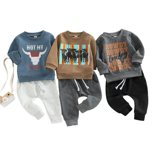 Bull Print Baby Boy Clothes Set