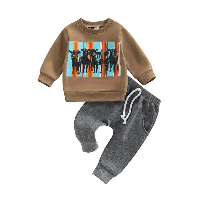 Bull Print Baby Boy Clothes Set