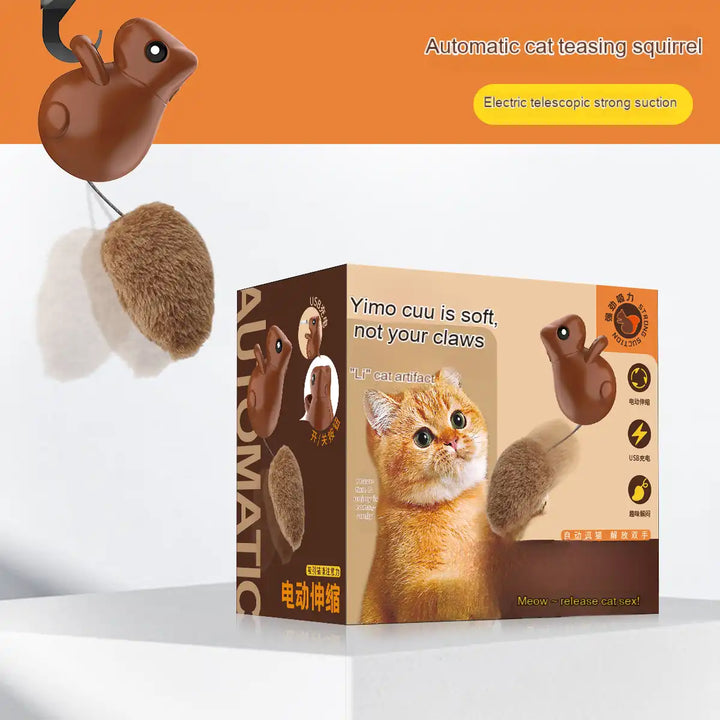 MEACAOFG Automatic cat teaser squirrel toys self hi boredom teaser cat stick kitten cat toys electric smart cat toys with