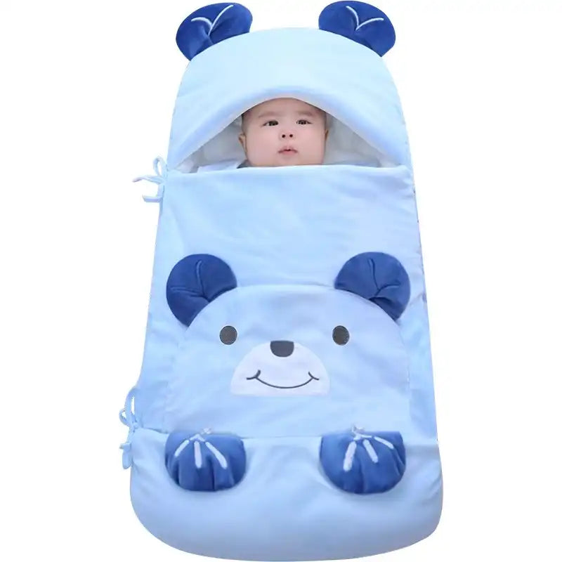 MEACAOFG Blue Bear Pattern Ultra-Soft Cotton Baby Sleeping Bag for Newborns