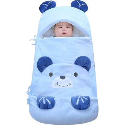MEACAOFG Blue Bear Pattern Ultra-Soft Cotton Baby Sleeping Bag for Newborns