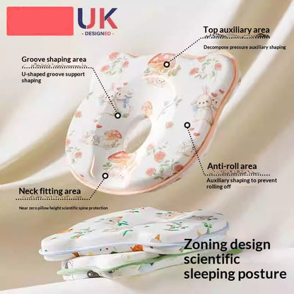 Side view of baby support pillow showing memory foam thickness and ergonomic contour.