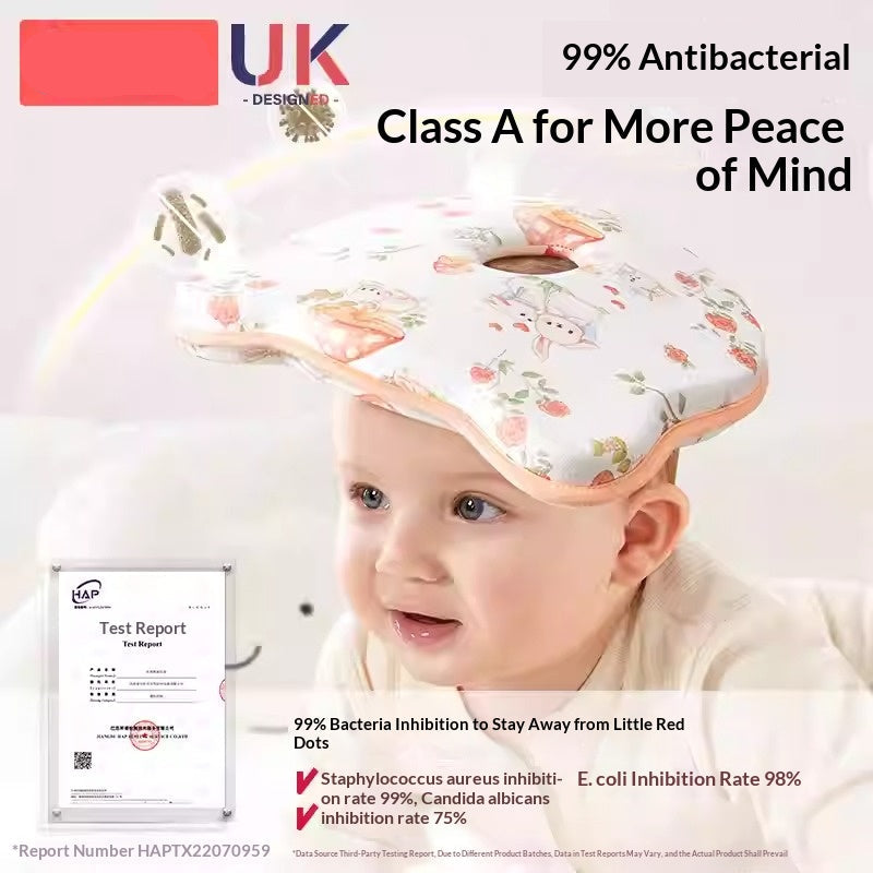 Side view of baby support pillow showing memory foam thickness and ergonomic contour.