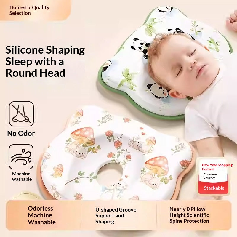Side view of baby support pillow showing memory foam thickness and ergonomic contour.