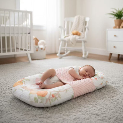 Baby nest lounger providing 360 degree wrap for restful infant sleep