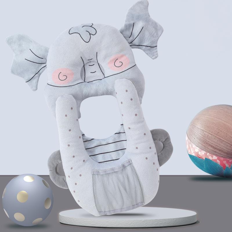 Gray elephant baby bottle support cushion