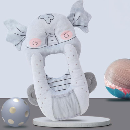 Gray elephant baby bottle support cushion