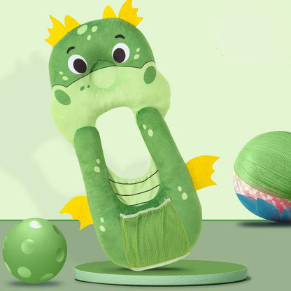 Green dinosaur hands free baby feeding pillow