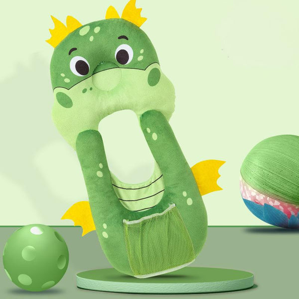 Green dinosaur hands free baby feeding pillow