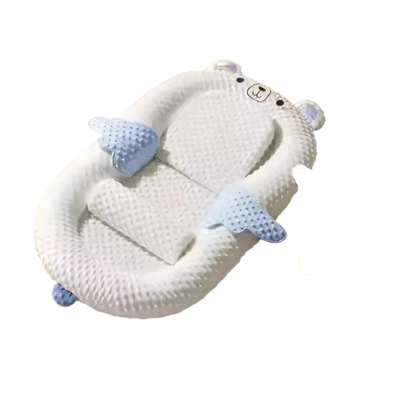 MEACAOFG White Bear Baby Anti-Startle Bouncer Bed with Ergonomic Support