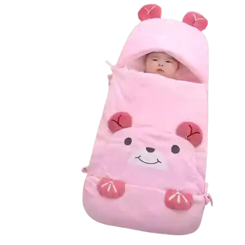 MEACAOFG Pink Rabbit Pattern Infant Sleep Sack with Triple-Layered Warmth