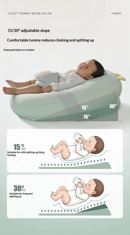 Luxury newborn baby lounger with ergonomic support pillow and breathable premium fabric