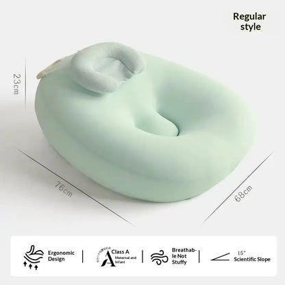 Luxury newborn baby lounger with ergonomic support pillow and breathable premium fabric
