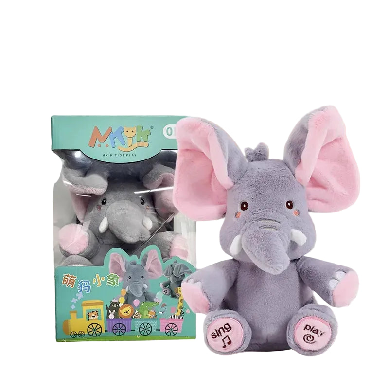 MEACAOFG Animated Peek-a-Boo Elephant with Flapping Ears and Singing Function