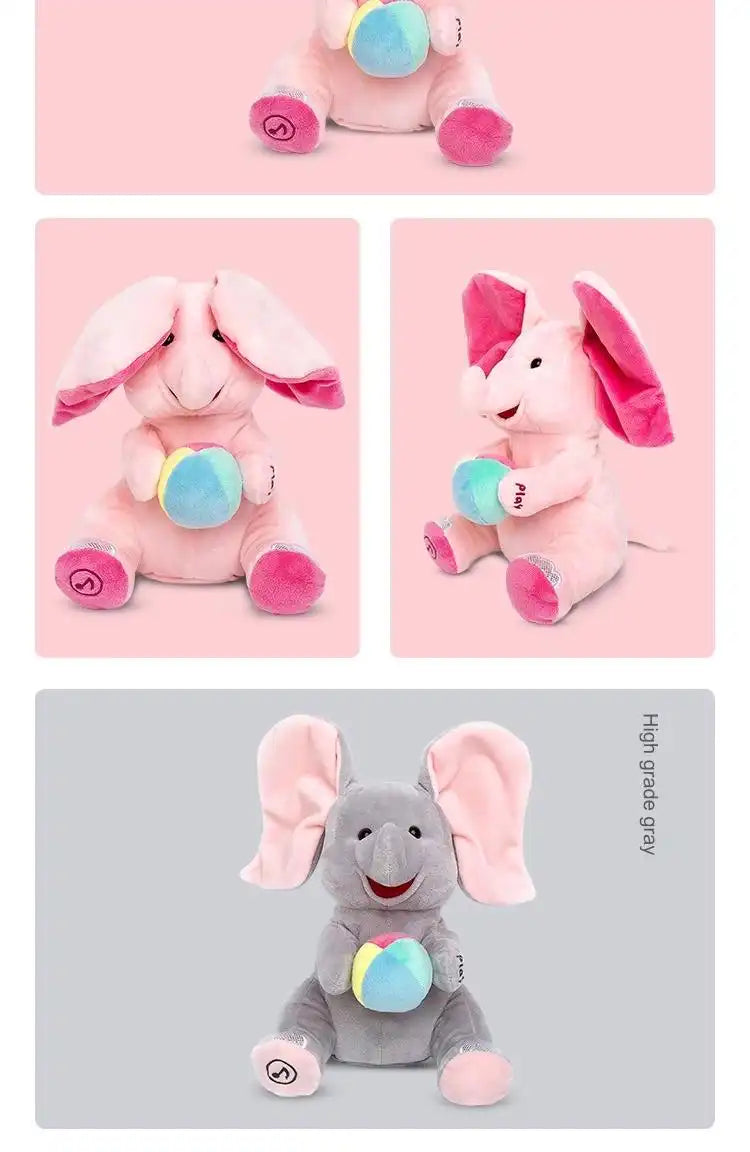 MEACAOFG Animated Peek-a-Boo Elephant with Flapping Ears and Singing Function