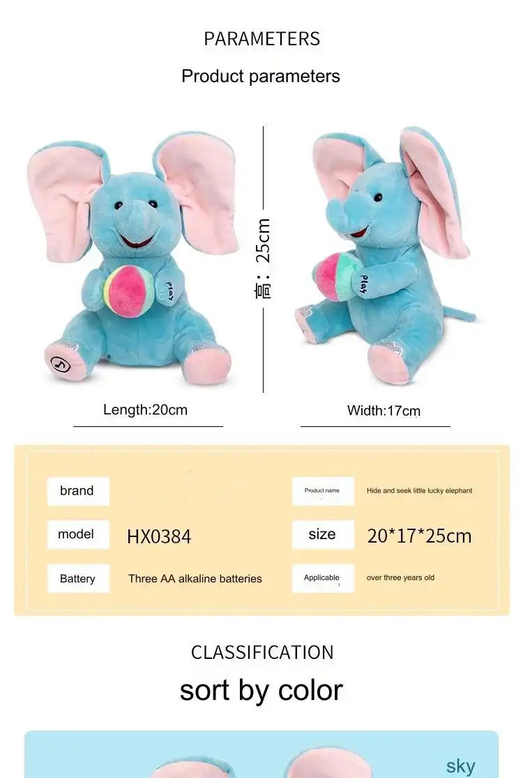 MEACAOFG Animated Peek-a-Boo Elephant with Flapping Ears and Singing Function