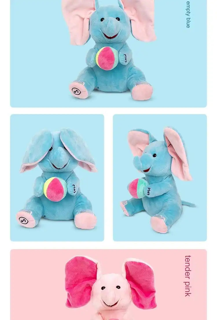 MEACAOFG Animated Peek-a-Boo Elephant with Flapping Ears and Singing Function