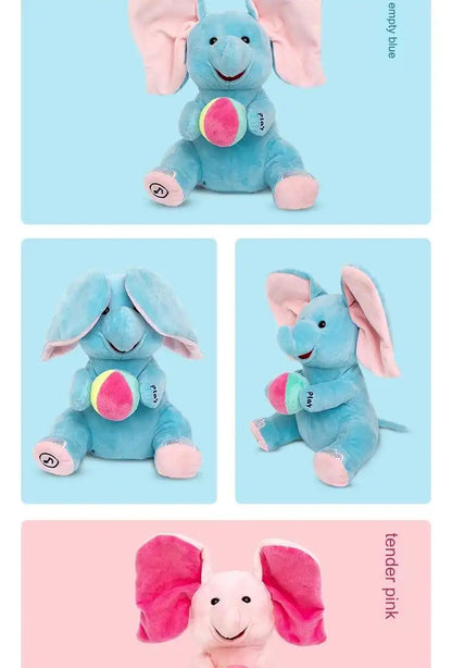 MEACAOFG Animated Peek-a-Boo Elephant with Flapping Ears and Singing Function