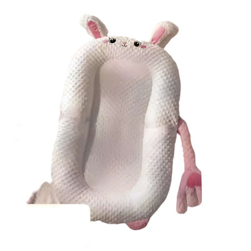 Portable infant sleep bassinet in pink rabbit style