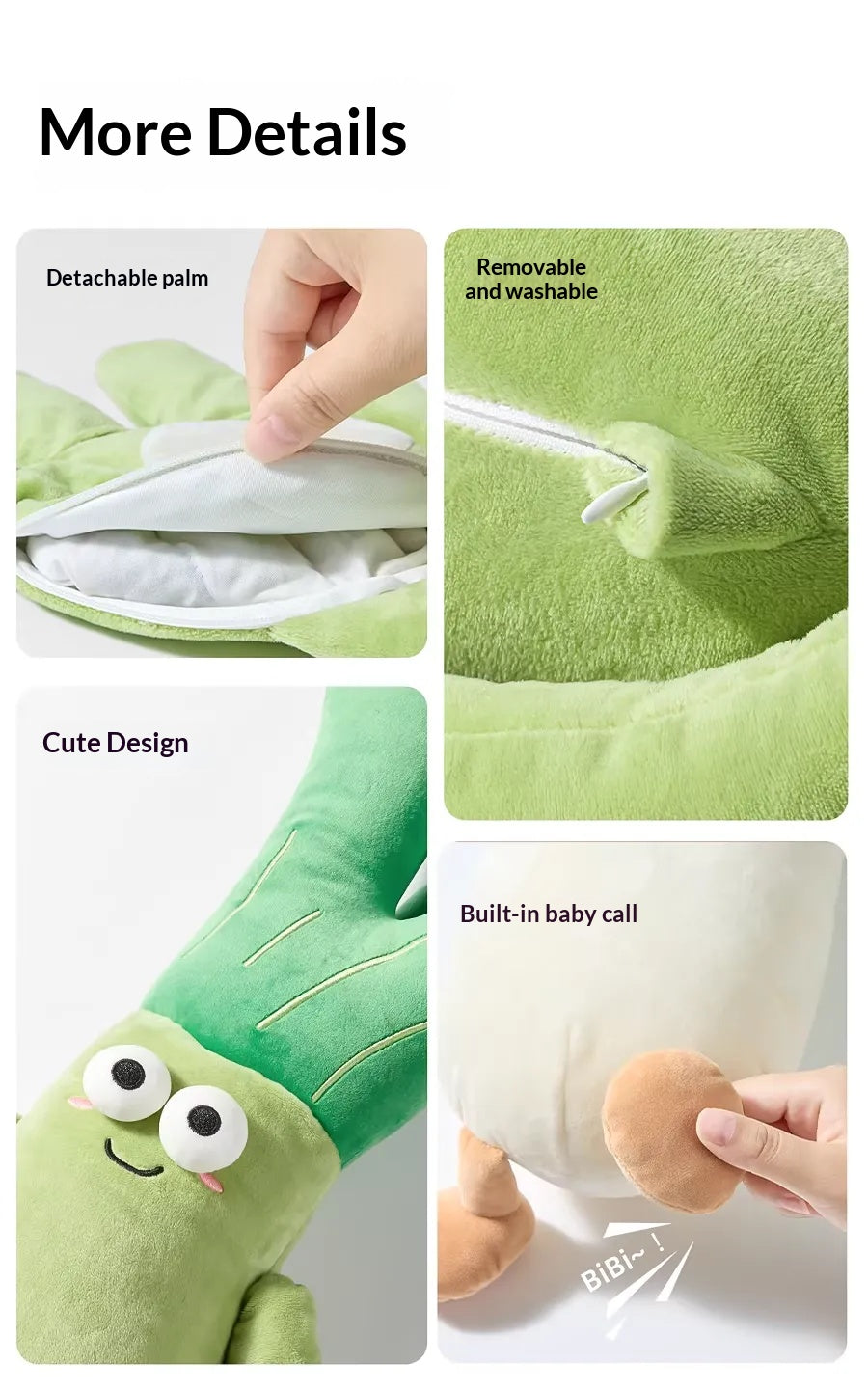 Breathable fabric detail of MEACAOFG Scallion soothing companion toy for newborns
