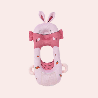 Multifunctional u-shaped baby feeding pillow in pink rabbit design