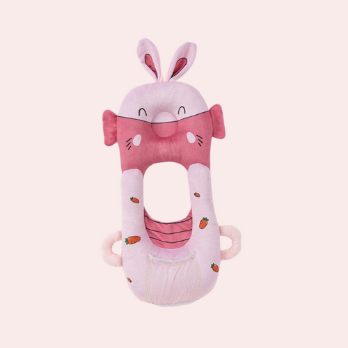 Multifunctional u-shaped baby feeding pillow in pink rabbit design