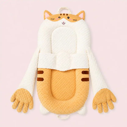 Orange tabby cat smart patting baby lounger with removable plush hands
